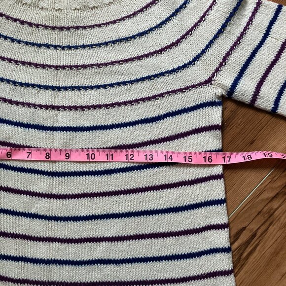 Circular Yoke Stripe Sweater Hand knit Small - Picture 8 of 8